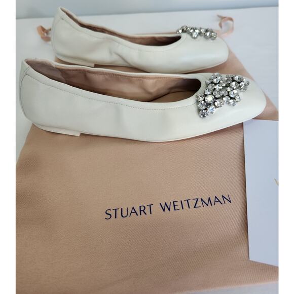 Stuart Weitzman Crystal Fleur women's ballet flats white size 6.5 NIB - Picture 4 of 9